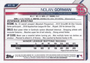 2021 Bowman 1st Edition #BFE-90 Nolan Gorman Back