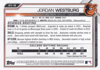 2021 Bowman 1st Edition #BFE-98 Jordan Westburg Back