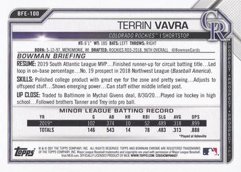 2021 Bowman 1st Edition #BFE-100 Terrin Vavra Back