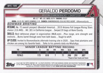 2021 Bowman 1st Edition #BFE-109 Geraldo Perdomo Back