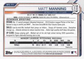 2021 Bowman 1st Edition #BFE-111 Matt Manning Back