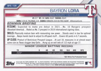 2021 Bowman 1st Edition #BFE-139 Bayron Lora Back