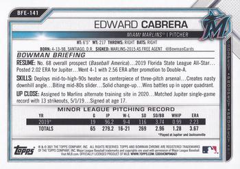 2021 Bowman 1st Edition #BFE-141 Edward Cabrera Back