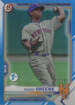 2021 Bowman 1st Edition - Blue #BFE-62 Isaiah Greene Front