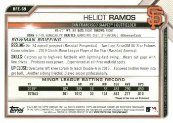 2021 Bowman 1st Edition - Yellow #BFE-69 Heliot Ramos Back