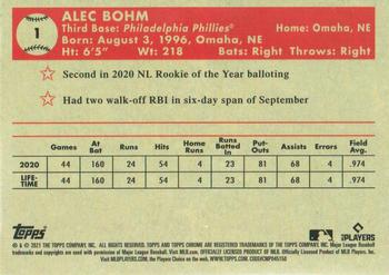 2021 Topps Chrome Platinum Anniversary #1 Alec Bohm Back