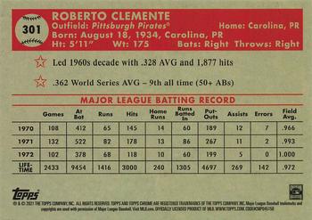 2021 Topps Chrome Platinum Anniversary #301 Roberto Clemente Back