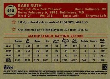 2021 Topps Chrome Platinum Anniversary #615 Babe Ruth Back