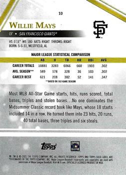 2021 Topps Gold Label #10 Willie Mays Back