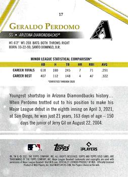 2021 Topps Gold Label #17 Geraldo Perdomo Back