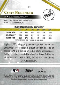 2021 Topps Gold Label #24 Cody Bellinger Back