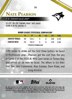 2021 Topps Gold Label #34 Nate Pearson Back