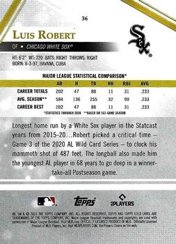 2021 Topps Gold Label #36 Luis Robert Back