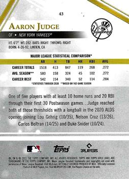 2021 Topps Gold Label #43 Aaron Judge Back