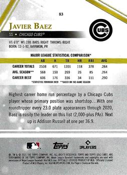 2021 Topps Gold Label #83 Javier Baez Back
