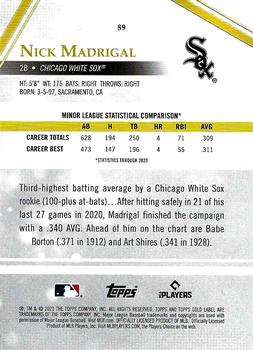 2021 Topps Gold Label #89 Nick Madrigal Back