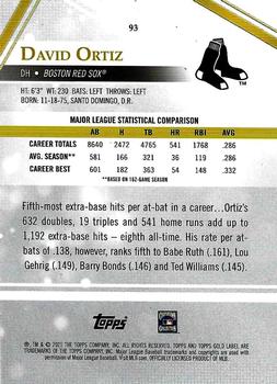 2021 Topps Gold Label #93 David Ortiz Back