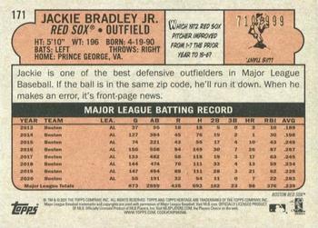 2021 Topps Heritage - Chrome #171 Jackie Bradley Jr. Back