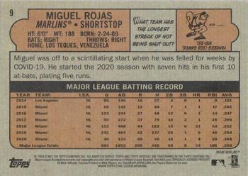 2021 Topps Heritage - Chrome Purple Refractor #9 Miguel Rojas Back