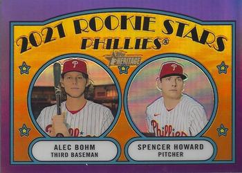2021 Topps Heritage - Chrome Purple Refractor #11 Phillies 2021 Rookie Stars (Alec Bohm / Spencer Howard) Front