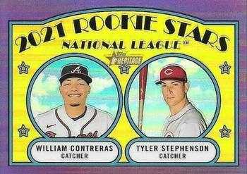 2021 Topps Heritage - Chrome Purple Refractor #81 2021 Rookie Stars - National League - Tyler Stephenson / William Contreras Front
