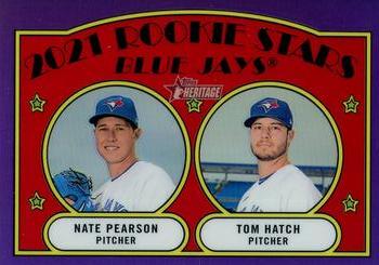 2021 Topps Heritage - Chrome Purple Refractor #301 2021 Rookie Stars - Blue Jays - Nate Pearson / Tom Hatch Front