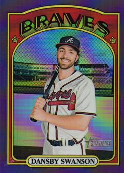 2021 Topps Heritage - Chrome Purple Refractor #433 Dansby Swanson Front
