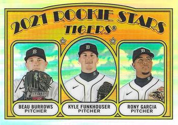 2021 Topps Heritage - Chrome Refractor #142 Beau Burrows / Rony Garcia / Kyle Funkhouser Front