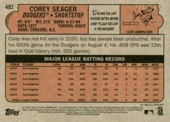 2021 Topps Heritage - Chrome Refractor #403 Corey Seager Back