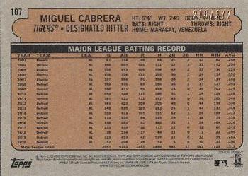 2021 Topps Heritage - Chrome Red Refractor #107 Miguel Cabrera Back