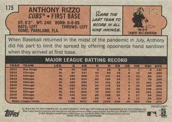 2021 Topps Heritage - Chrome Red Refractor #175 Anthony Rizzo Back
