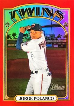 2021 Topps Heritage - Chrome Red Refractor #447 Jorge Polanco Front
