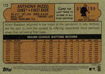 2021 Topps Heritage - Mini #175 Anthony Rizzo Back