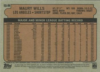 2021 Topps Heritage - Real One Autographs #ROA-MW Maury Wills Back