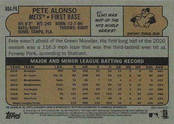 2021 Topps Heritage - Real One Autographs #ROA-PA Pete Alonso Back