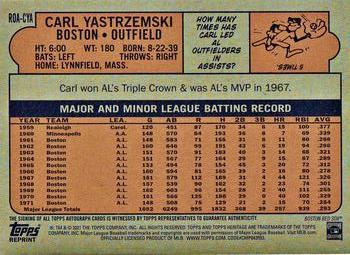2021 Topps Heritage - Real One Autographs Special Edition Red Ink #ROA-CYA Carl Yastrzemski Back