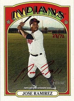 2021 Topps Heritage - Real One Autographs Special Edition Red Ink #ROA-JR Jose Ramirez Front