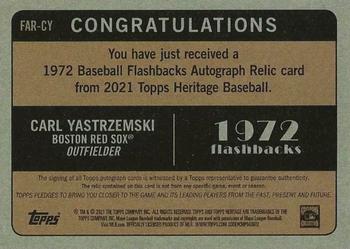 2021 Topps Heritage - Flashback Autographed Relics #FAR-CY Carl Yastrzemski Back