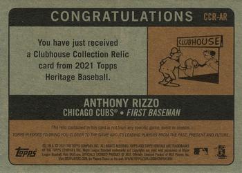 2021 Topps Heritage - Clubhouse Collection Relics #CCR-AR Anthony Rizzo Back