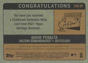 2021 Topps Heritage - Clubhouse Collection Relics #CCR-DP David Peralta Back