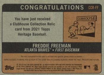 2021 Topps Heritage - Clubhouse Collection Relics #CCR-FF Freddie Freeman Back