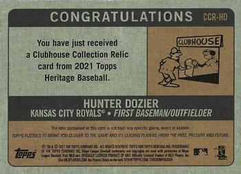 2021 Topps Heritage - Clubhouse Collection Relics #CCR-HD Hunter Dozier Back