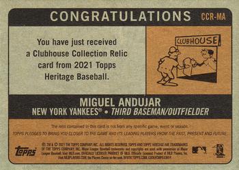 2021 Topps Heritage - Clubhouse Collection Relics #CCR-MA Miguel Andujar Back