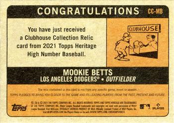 2021 Topps Heritage - Clubhouse Collection Relics #CCR-MB Mookie Betts Back