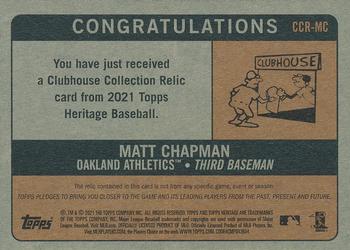 2021 Topps Heritage - Clubhouse Collection Relics #CCR-MC Matt Chapman Back
