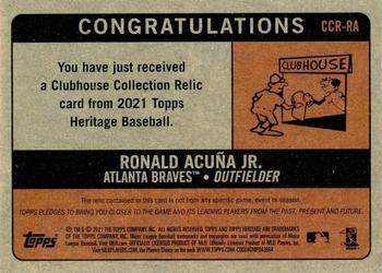 2021 Topps Heritage - Clubhouse Collection Relics #CCR-RA Ronald Acuña Jr. Back