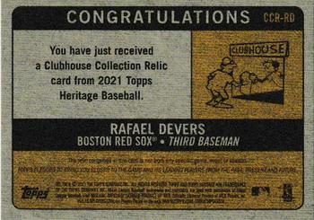 2021 Topps Heritage - Clubhouse Collection Relics #CCR-RD Rafael Devers Back