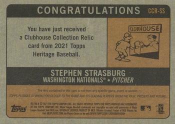 2021 Topps Heritage - Clubhouse Collection Relics #CCR-SS Stephen Strasburg Back