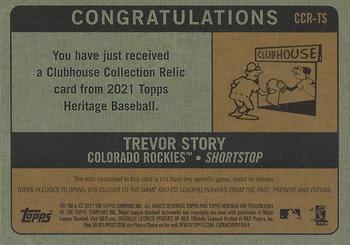 2021 Topps Heritage - Clubhouse Collection Relics #CCR-TS Trevor Story Back