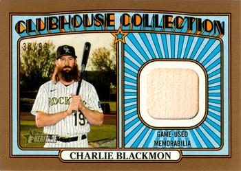 2021 Topps Heritage - Clubhouse Collection Relics Gold #CCR-CBL Charlie Blackmon Front
